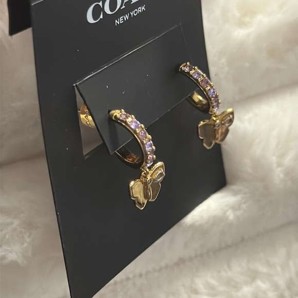 Coach Gold and Purple Butterfly Earrings - Picture 2 of 6